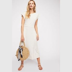 Free People Beach Anzi Midi Dress Linen Open Back